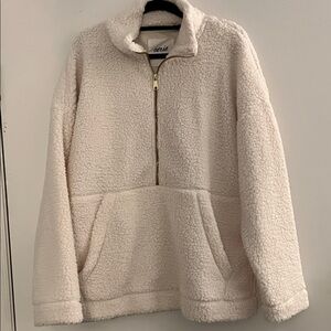 Aerie Off-White Sherpa Half-Zip‎